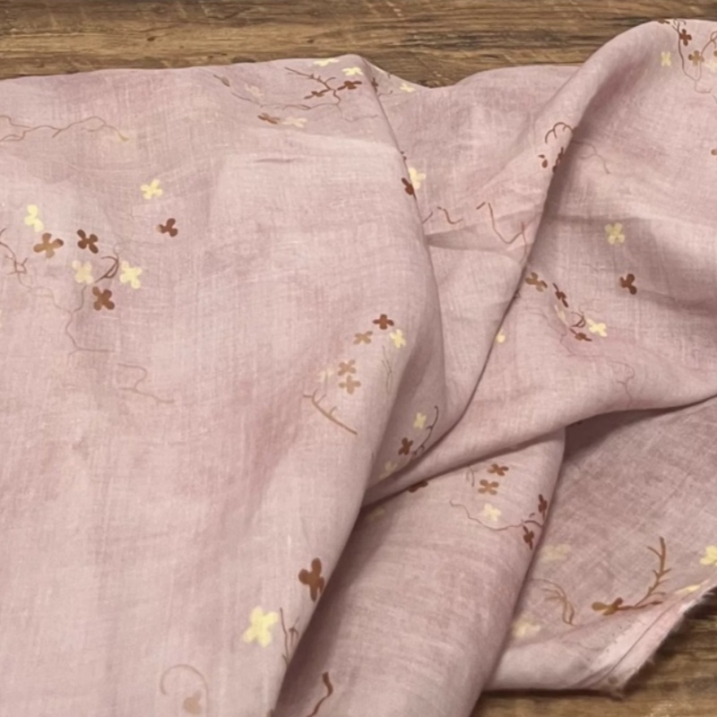 Vintage Sewing Textile - 보헤미안 스타일의 라미 린넨 원단, 옅은