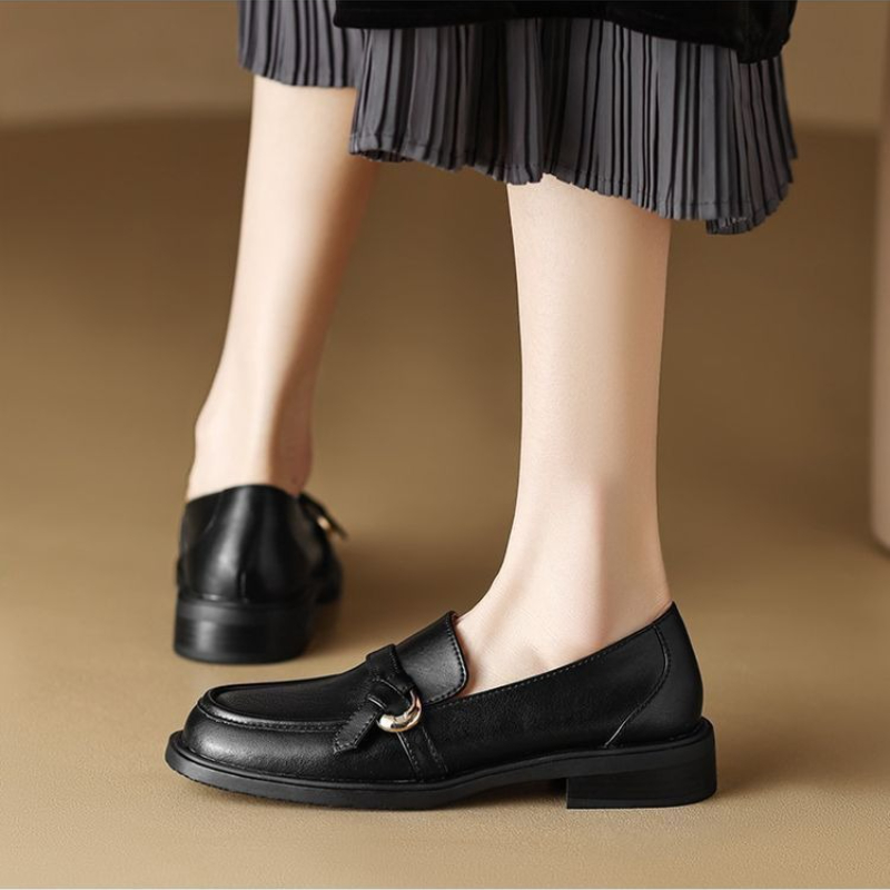 여성용 정품 소프트 가죽 라운드 토 로퍼, 청키 힐,  - Sewing Latex 리뷰 및 가격